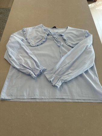 💙 Südkorea Bluse mit Rüschenkragen | Gr. M