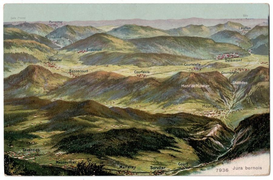 Cartoline postali: Vogelschau-AK Jura bernois – Usato da Frauenfeld venduto da POML