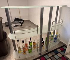Bartisch Glas Metall 3 Ablageflaeche