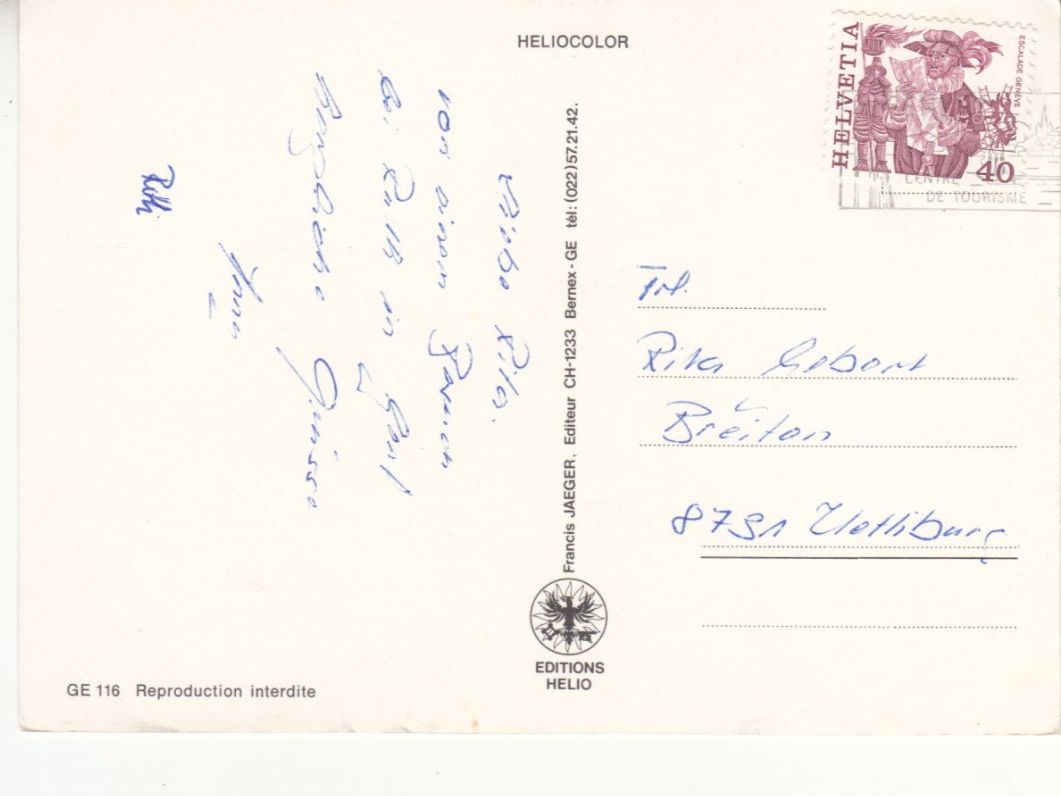 Cartoline postali: Genève ca. 1980 – Usato da Bürglen TG venduto da StampGraf 1