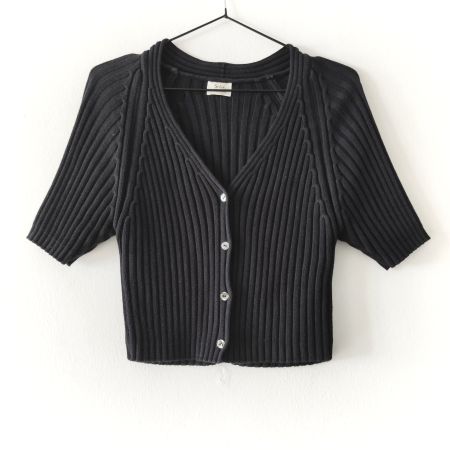 SISLEY Bolero Cardigan Jacke Pulli Baumwolle schwarz Gr.S