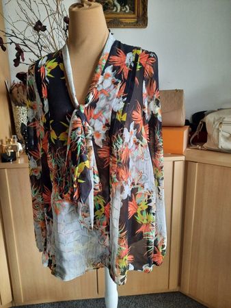 Cavalli Class blaues Shirt Tunika mit floralen Motiv Gr. M/L