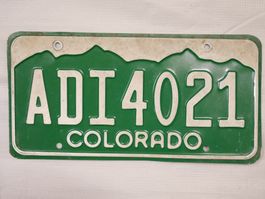 Colorado Nummernschild ADI 4021, Grün, Top für Sammlung!