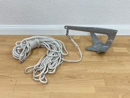 Verzinkter 5kg Bootsanker inklusive Seil 28m