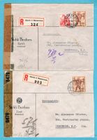 4 zensurierte Briefe nach USA + Deutschland ! Ab Fr.1!