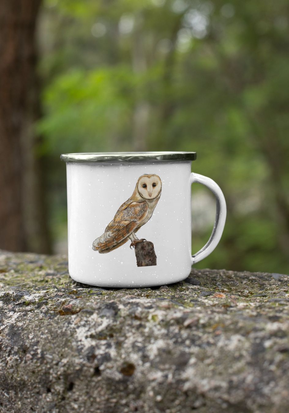 Tazze: Vogel Eule Email Tasse Kaffee Tee NEU – Nuovo e nell'imballaggio originale da Glattfelden venduto da Calmprint