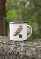 Vogel Eule Email Tasse Kaffee Tee NEU