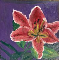 Gemälde Lilie Acryl auf Leinwand 20x20cm Unikat guter Zustan