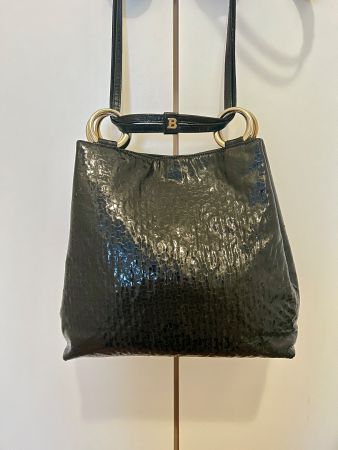 Vintage Schwarze Bally Handtasche Lackleder, 1990-2000er