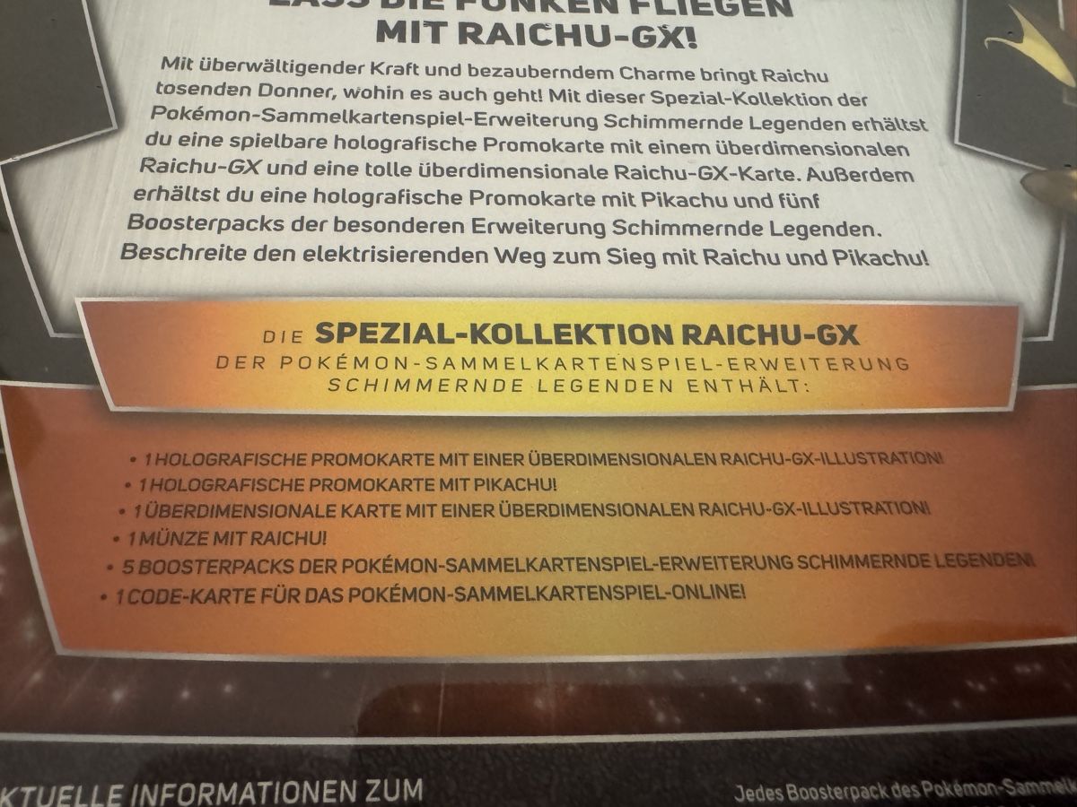 Pokémon Sammelbilder & Trading cards: Raichu GX Box Sealed – Gebraucht aus Tuggen von 2012prague 2