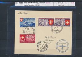 1939 Pro Aero Meldeflug, "Zürich - Bern", Karte