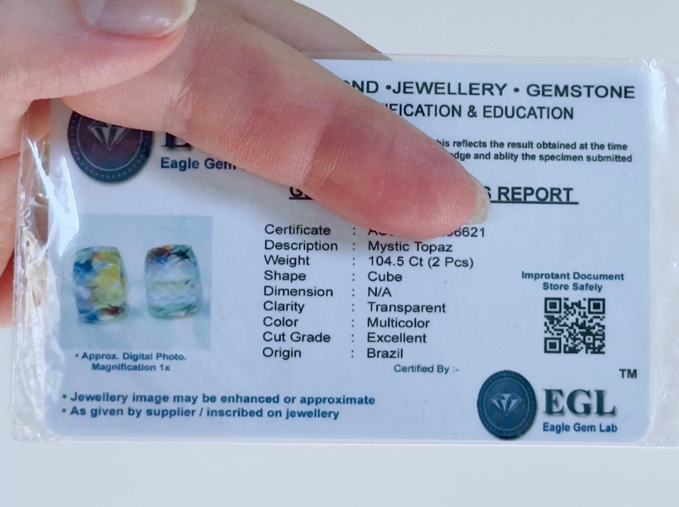 Edelsteine: GEMSTONE (PAIR 2) 104,5 ct  Rainbow Cube Cut Loose – Neu und originalverpackt aus Genève von AWWA 3