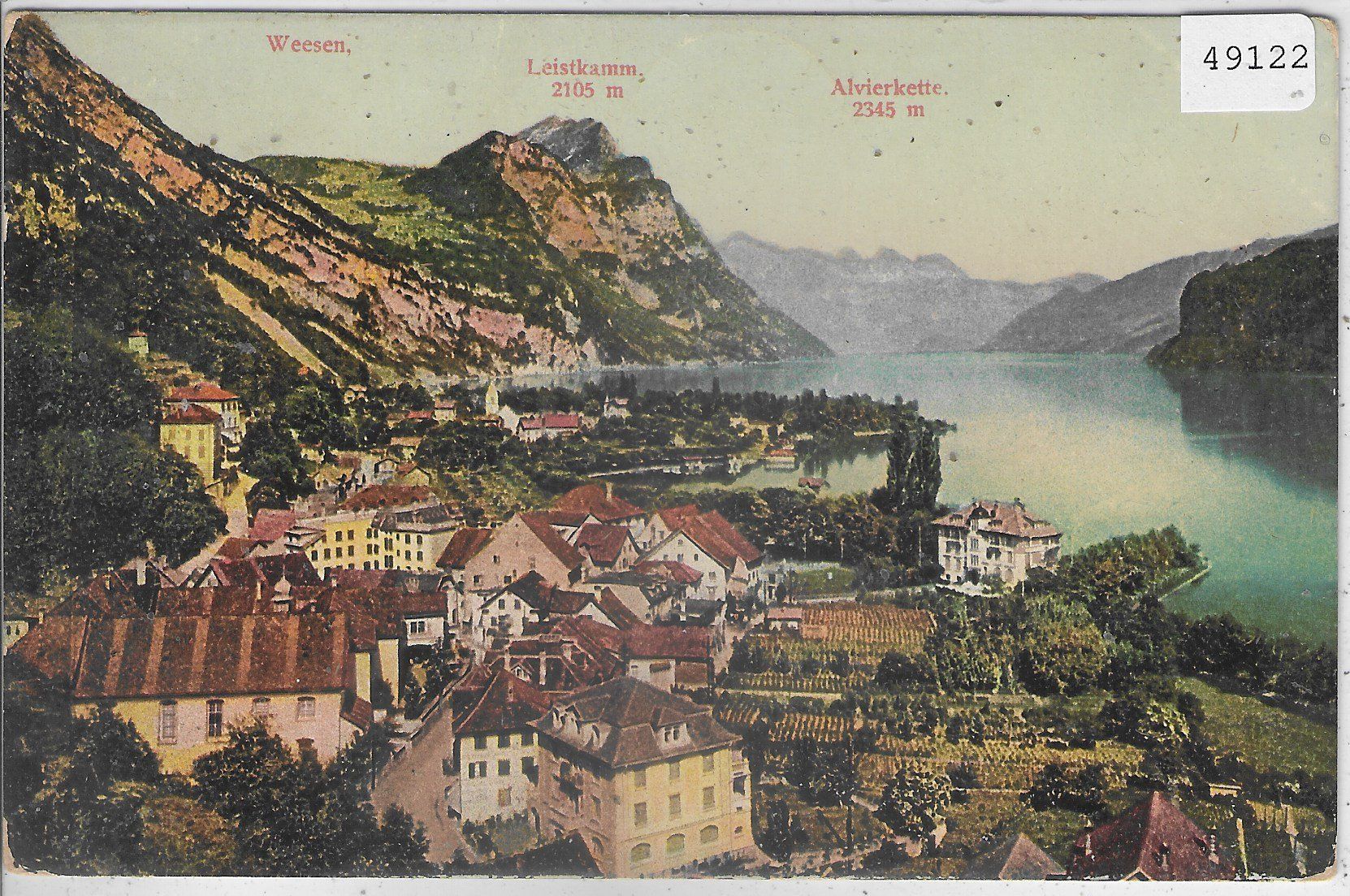 Cartoline postali: Weesen - Generalansicht - Litho – Usato da Ettingen venduto da Kartenplanet
