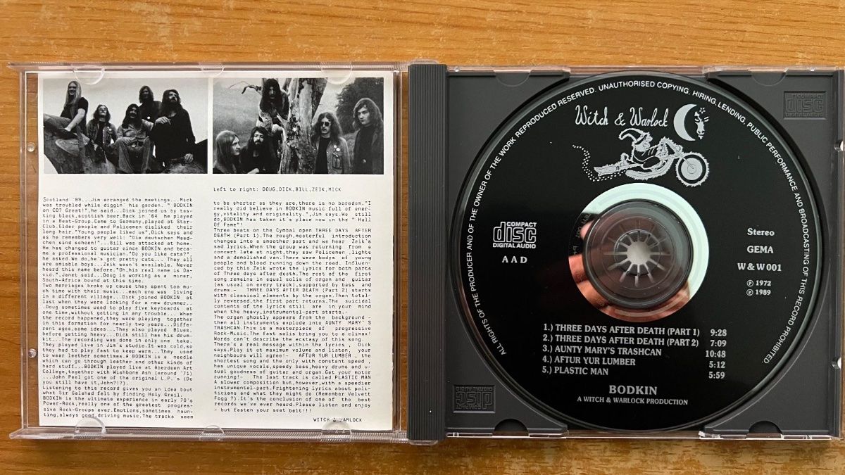CD: Bodkin - Same / CD - D-Press. 1991 - Very nice Copy – Usato da Gais venduto da soundcave57 2
