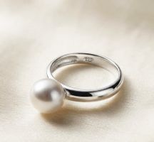Zeitloser Silber (925) Perlenring - Neu