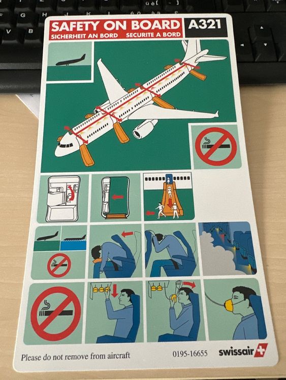 Safety card Swissair A321 (Gebraucht) in Bercher für CHF 3.5 – mit ...