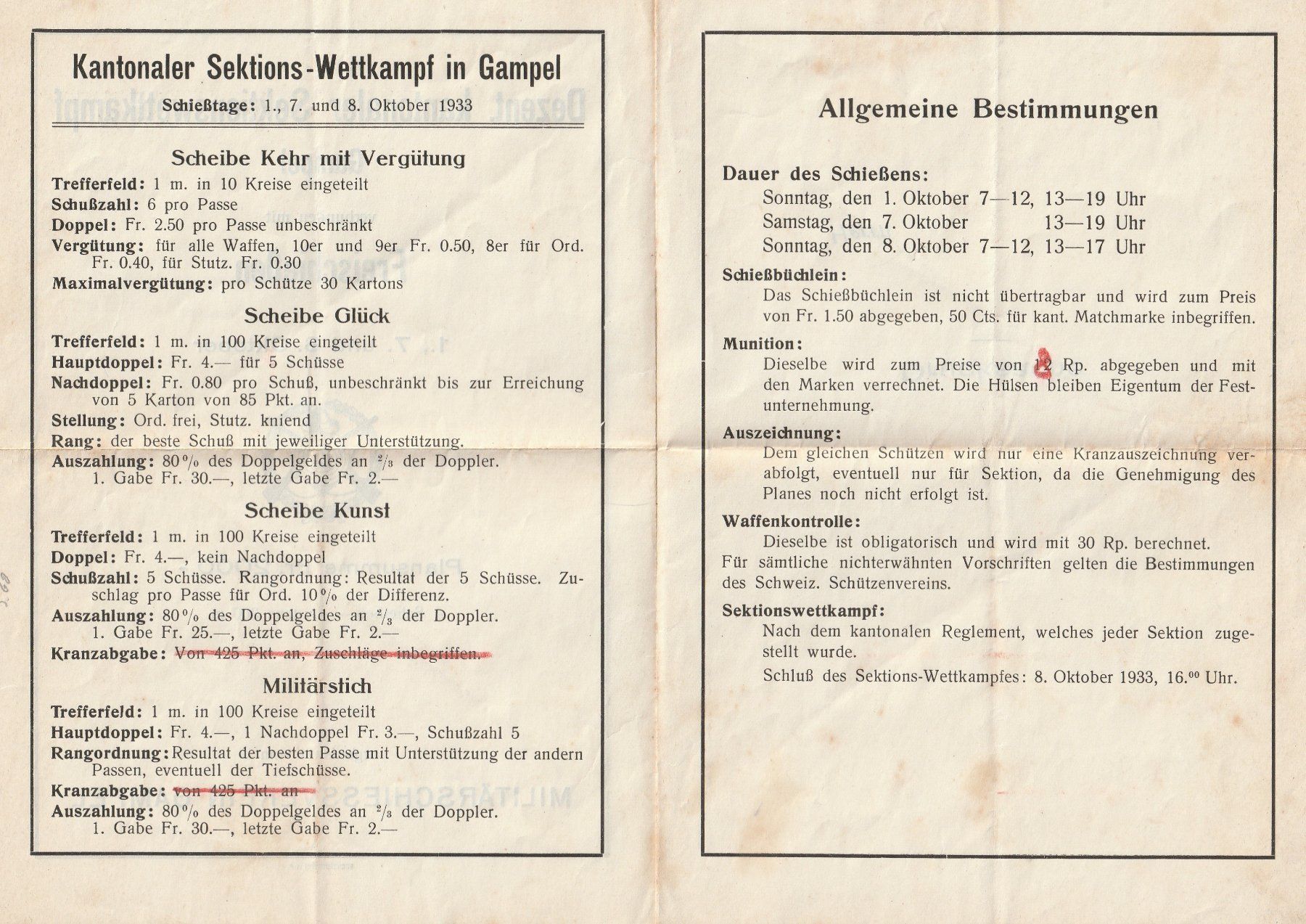Dokumente: Gampel-Militär-Freischiessen 1933 – Gebraucht aus uttwil von Koehlerfred 1
