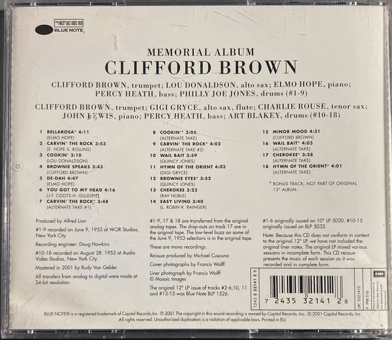 CD: CLIFFORD BROWN - MEMORIAL ALBUM – Usato da Poliez-Pittet venduto da Newtown-Records 1