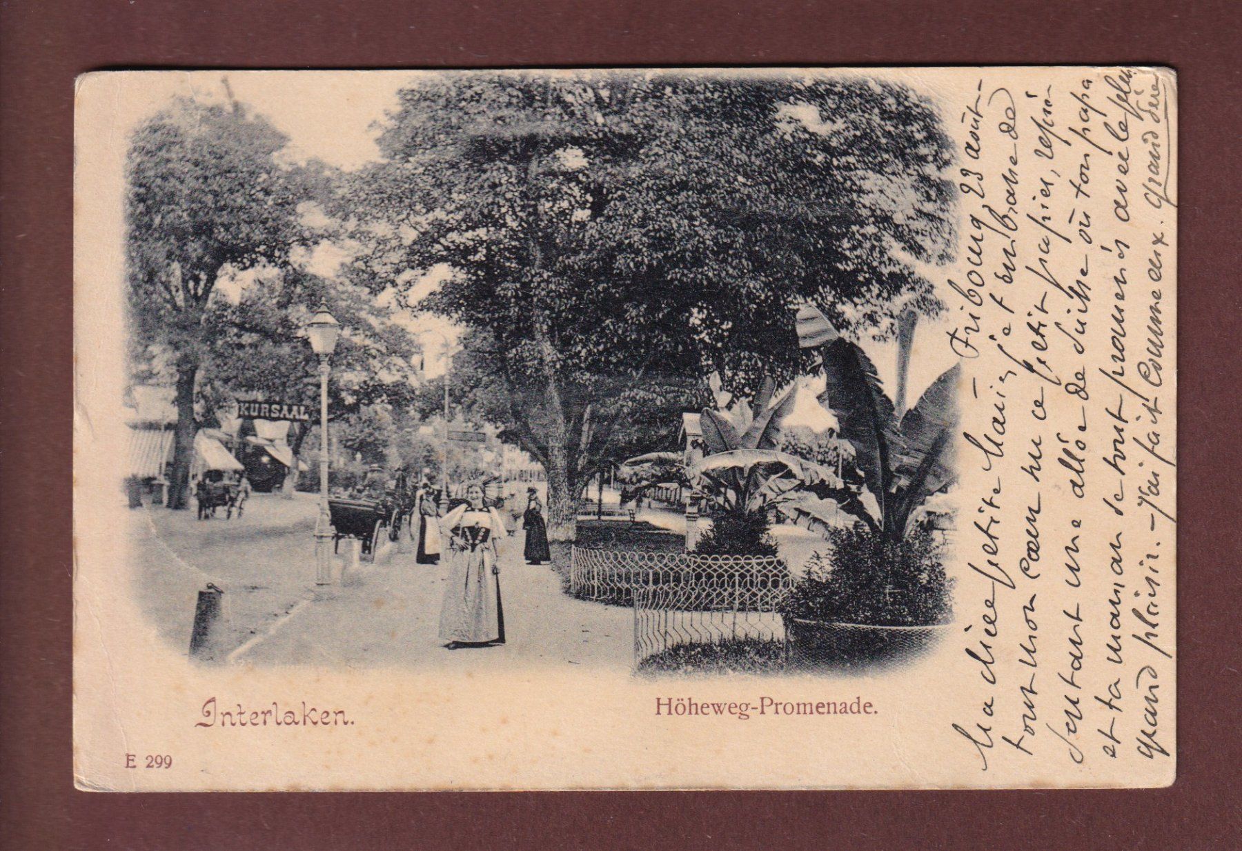 Cartoline postali: INTERLAKEN - Höheweg-Promenade - 1902 – Usato da Pully venduto da nicecards-shop