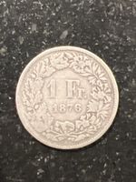 Originale 1 Fr. Silbermünze, Jahrgang 1876, vintage, Rarität