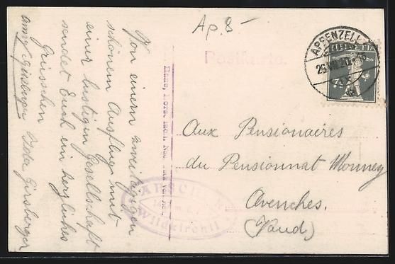 Cartoline postali: AK Aescher, Blick zum Wildkirchli, 1920 – Usato da Berlin venduto da bartko-reher 1