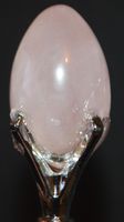 Kugelschreiber F-877 – Silbrig mit Rosa Quarz Ei von 3 cm