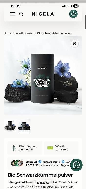 Cibi & Specialità: Bio Schwarzkümmelpulver 200g – Nuovo e nell'imballaggio originale da Winterthur venduto da Bilure