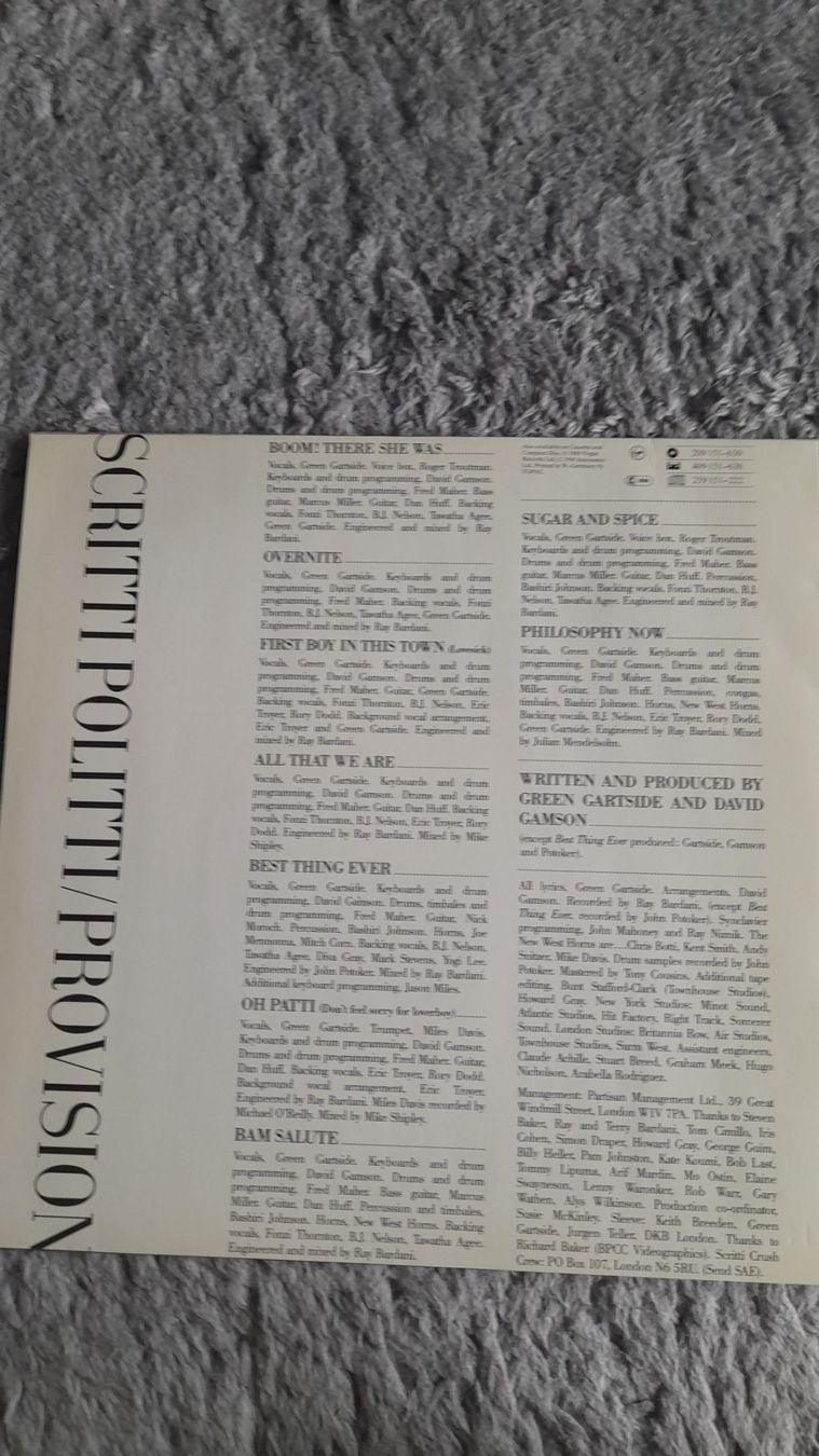 Schallplatten: SCRITTI POLITTI    PROVISION    LP      VINYL – Gebraucht aus Wetzikon ZH von Ramones01 1