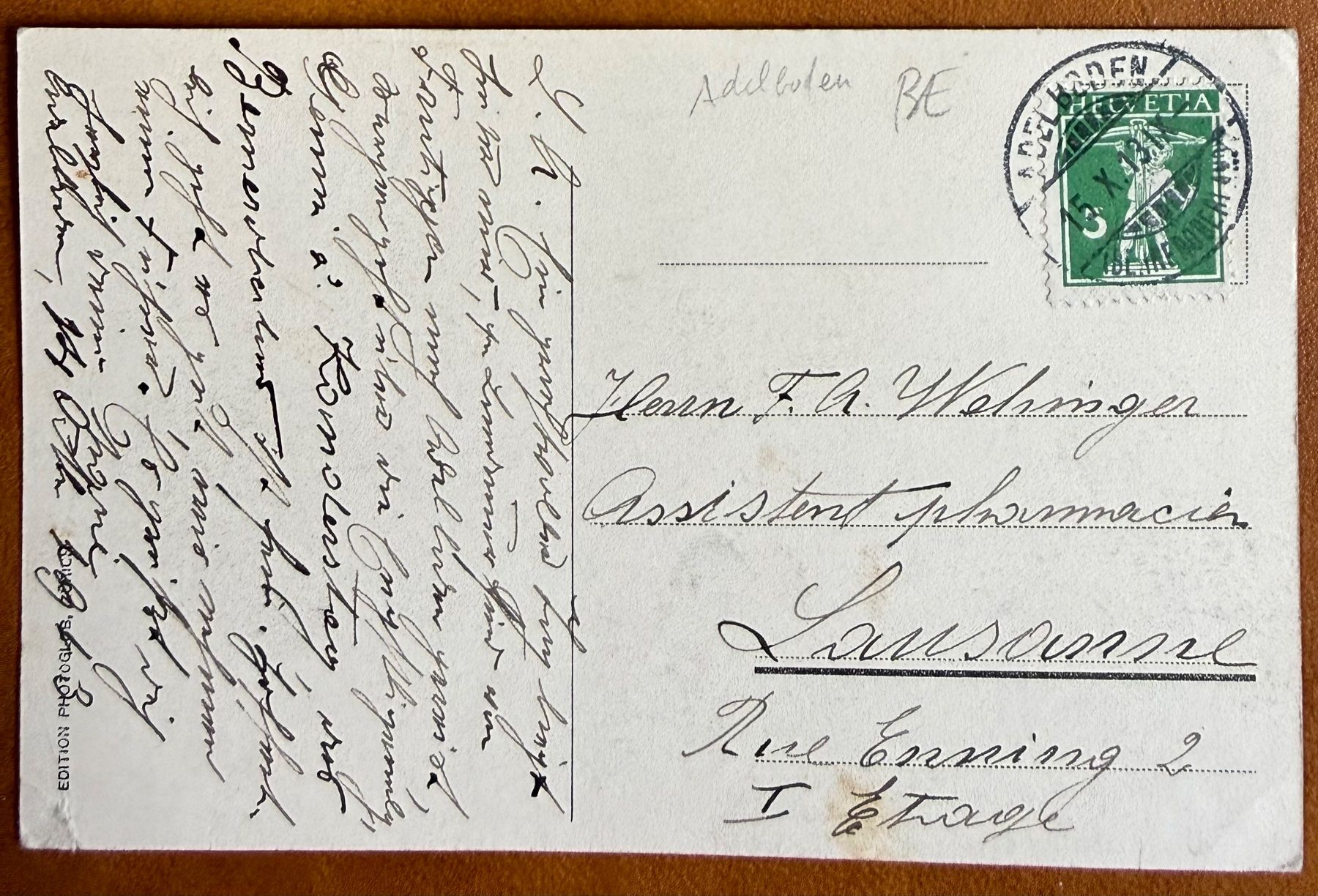 Cartoline postali: Adelboden - Engstligenalp - Hotel 1913 – Usato da Lutry venduto da Ediego 1
