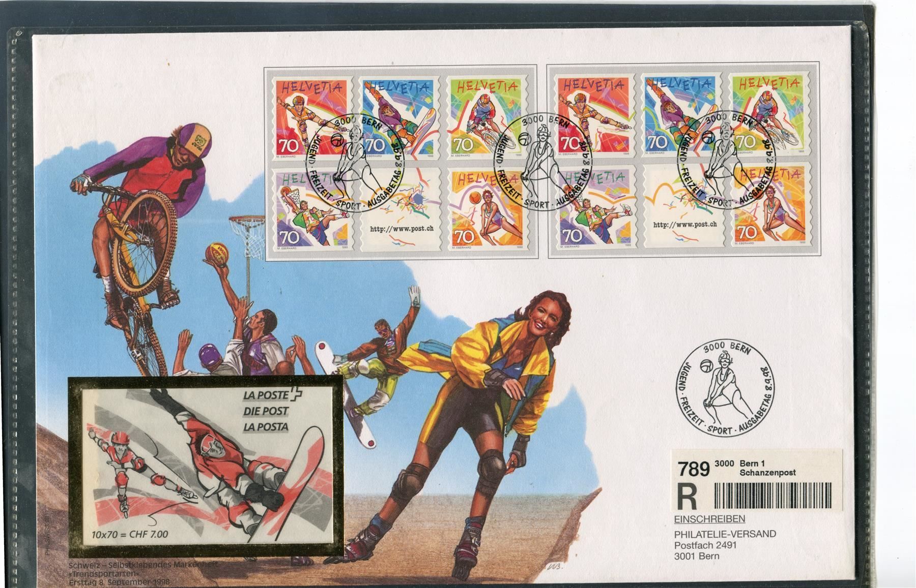 Alle Briefmarken: 1998 Gross FDC Markenheftchen – Gebraucht aus Winterthur von Kyoung