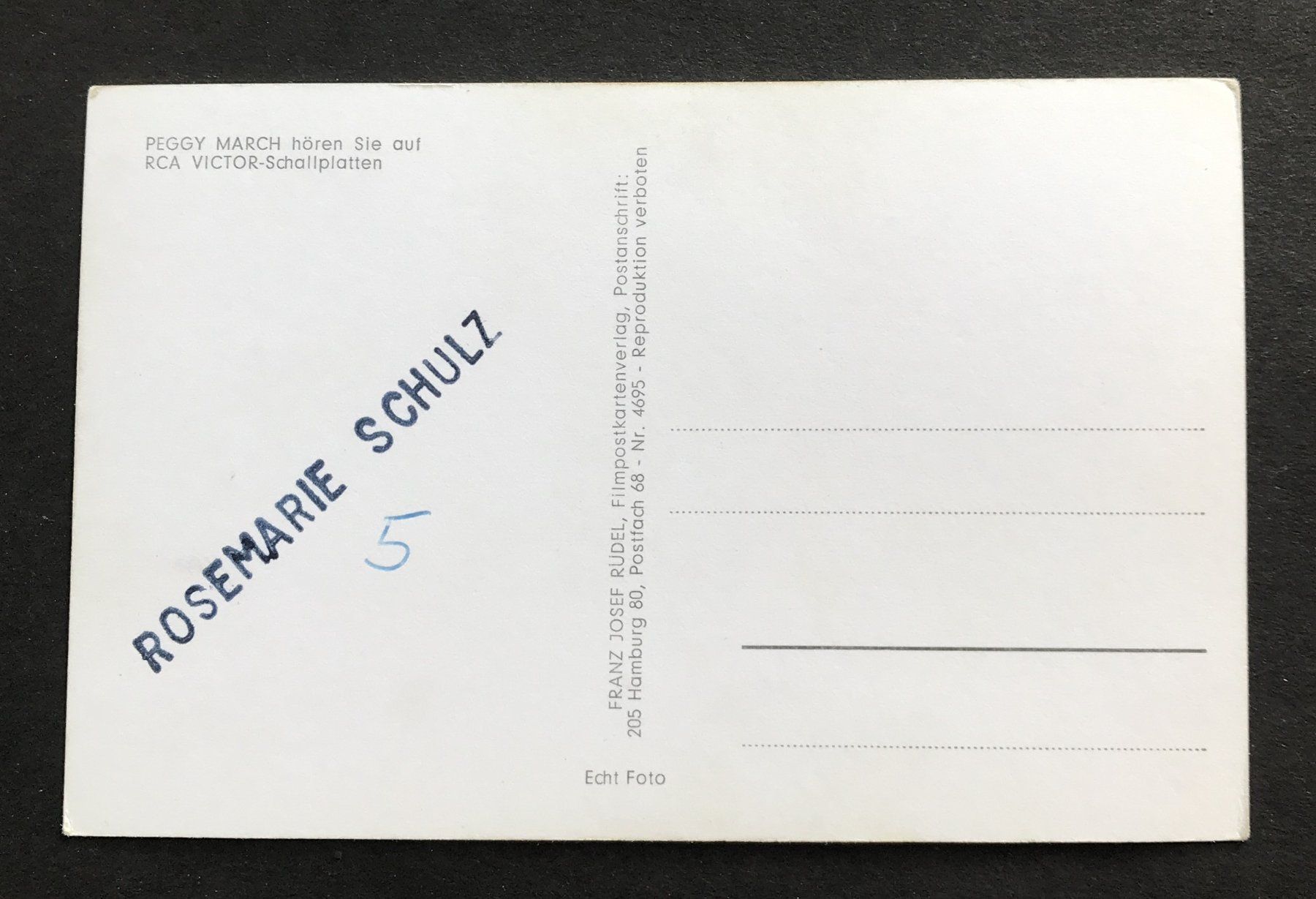 Cartoline postali: ANSICHTSKARTE PEGGY MARCH – Usato da Ostermundigen venduto da wini63 1