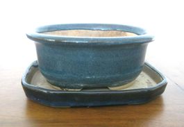 Bonsaischale mit Unterteller, 13.5 x 11.5 cm