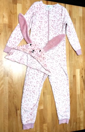 Overall Gr. 134/140 aus Teddyfleece Pyjama Kostüm Kaninchen