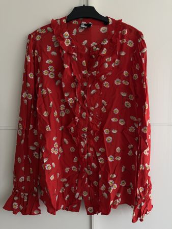 Rote Bluse mit Gänseblümchen von The Kooples, Grösse 0