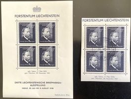 1938 Liechtenstein Block 3 ** und Ausschnitte ET aus Block