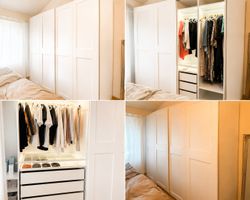 Kleiderschrank weiss 2 Schwebetüren mit Innenausstattung