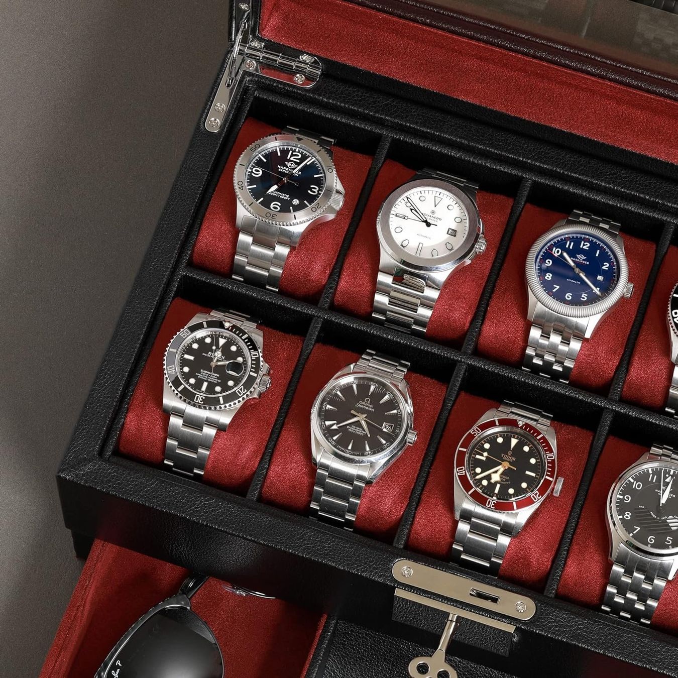 Vitrines: Leder-Uhrenbox 10 Fächer mit Schublade – Neuf avec emballage d'origine à Nuglar par SaleRitter 5