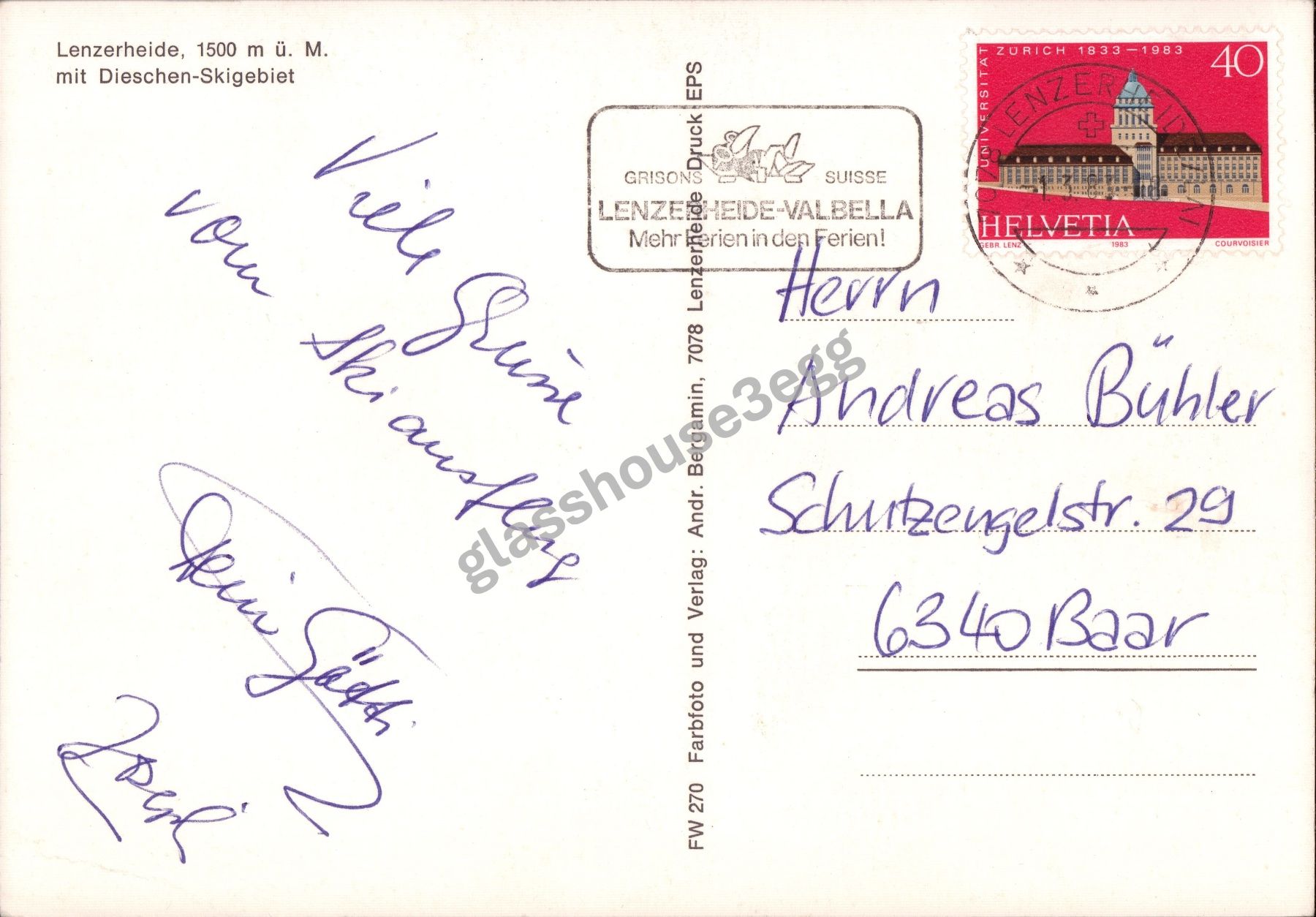 Cartoline postali: AK Lenzerheide mit Dieschen-Skigebiet – Usato da Eggersriet venduto da glasshouse3egg 1