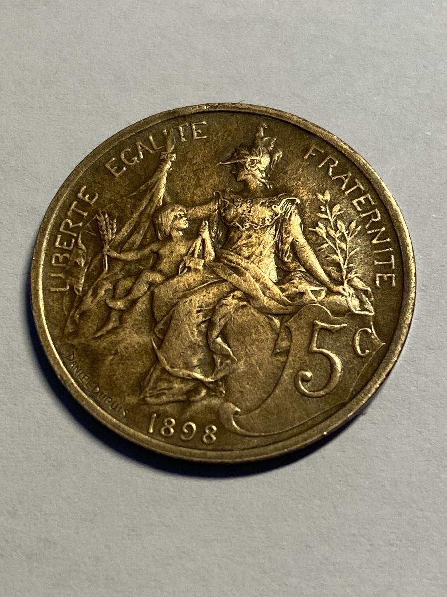 Alle Münzen: France, 5 centimes 1898 bronze – Gebraucht aus Corsier-sur-Vevey von Ginoarturo 1