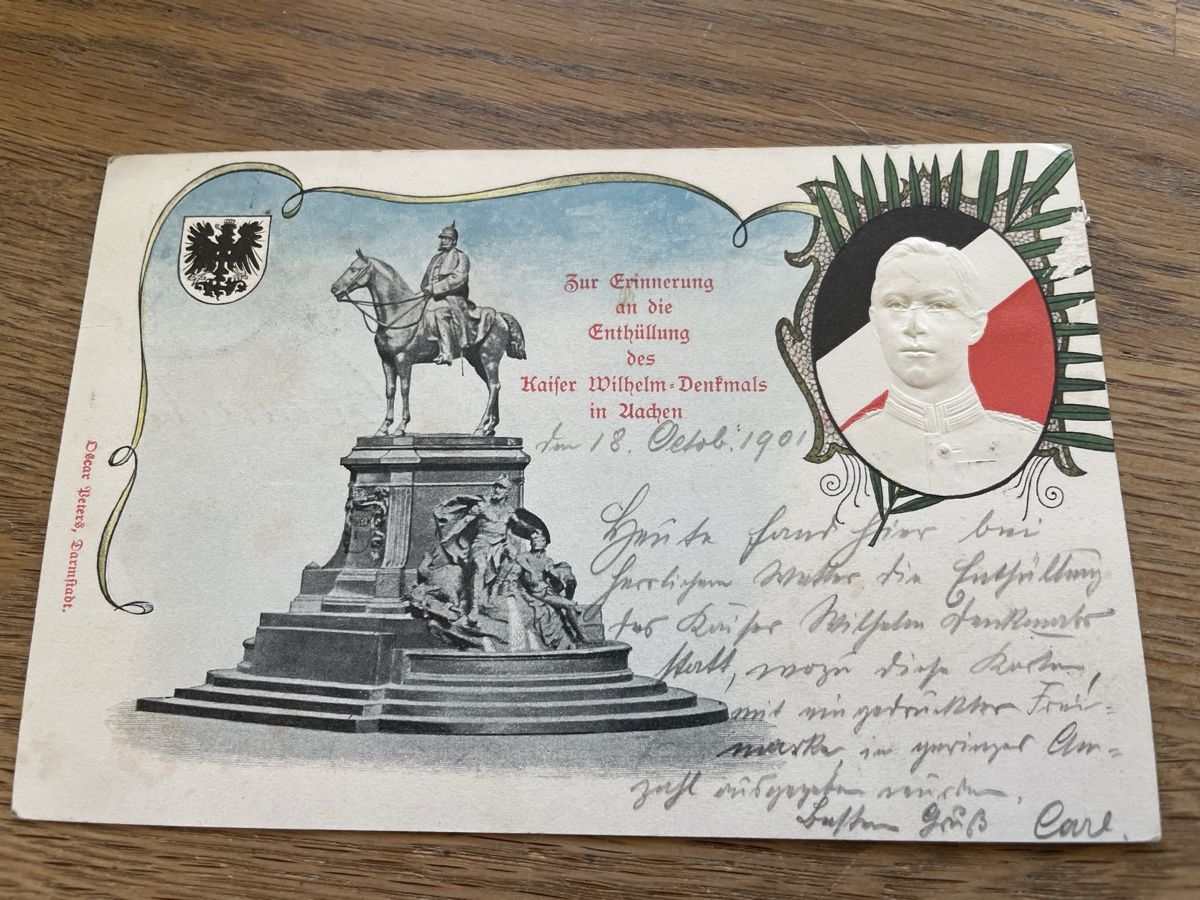 Cartoline postali: Prägekarte Kaiser Wilhelm  Enthüllung 1901 – Usato da Roggwil TG venduto da Lphila