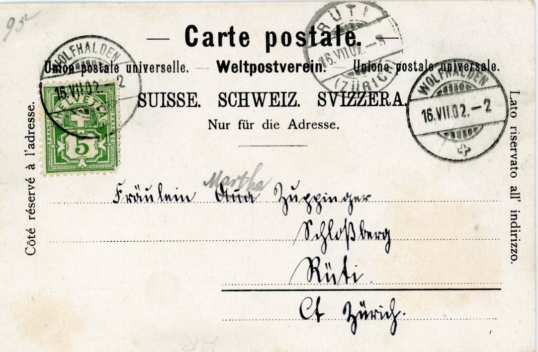 Cartoline postali: Wolfhalden   AR       um 1902 – Usato da Brig venduto da Valcards54 1
