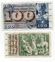 (1256) CH, Banknoten, 100+50+20+10+5 Franken, gefaltet