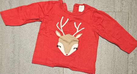 H&M Pullover rot Rentier Weihnachten Grösse 74