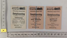 3x Ballenberg Dampfbahn & Brünig-Bahn Tickets, SBB, 1988