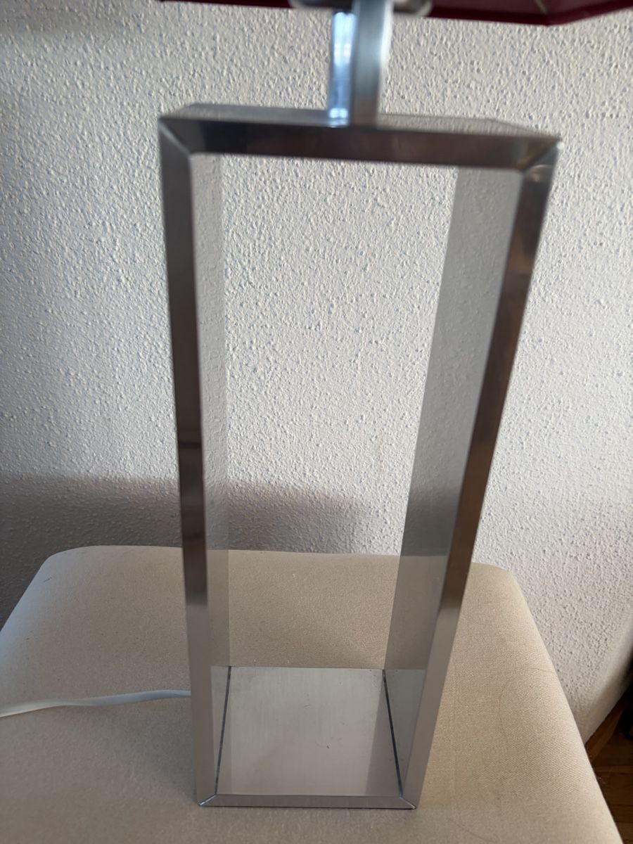 Ikea Lampade: Table lamp metal rectangular base red shade used – Usato da steinhausen venduto da blockfr 2