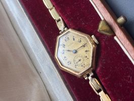 Elegante Vintage Damenuhr mit Goldarmband, Rarität! 18k