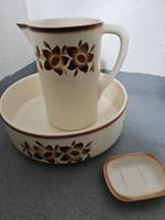 Waschset Keramik Krug Schale Seifenschale Blumenmuster antik