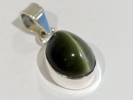 Anhänger Silber vergoldet 925 mit Chrysoberill-Katzenauge