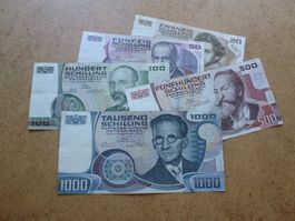 Lot ++ 5 Banknoten aus Österreich ab 1983