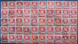 Tellbrustbild 20 Rappen rot, 50 Stück - Farben!
